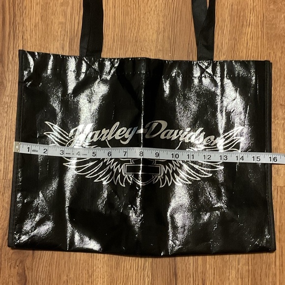 Harley-Davidson Black Winged Logo Bag reusable tote - Picture 3 of 6